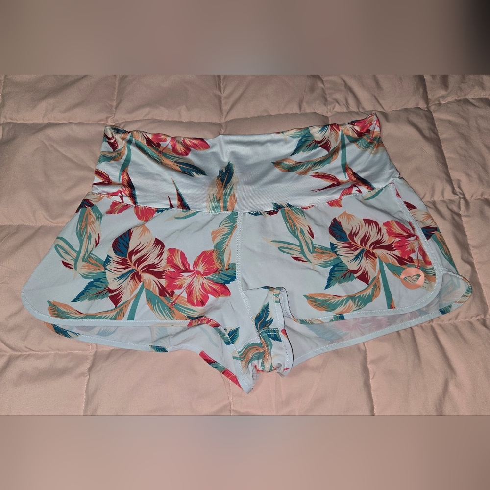 Roxy Women's Swim Endless Summer Board Shorts White Pink Floral Large